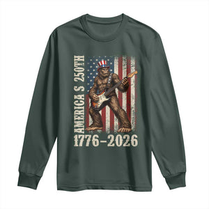 250 Years America Anniversary Long Sleeve Shirt Patriotic Bigfoot Playing Guitar 4th Of July