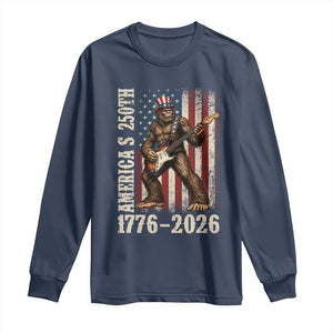 250 Years America Anniversary Long Sleeve Shirt Patriotic Bigfoot Playing Guitar 4th Of July