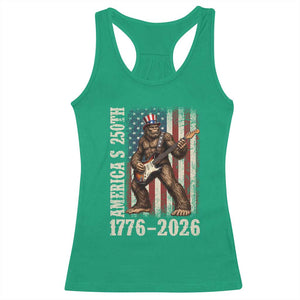 250 Years America Anniversary Racerback Tank Top Patriotic Bigfoot Playing Guitar 4th Of July
