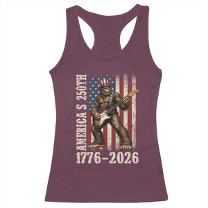 250 Years America Anniversary Racerback Tank Top Patriotic Bigfoot Playing Guitar 4th Of July