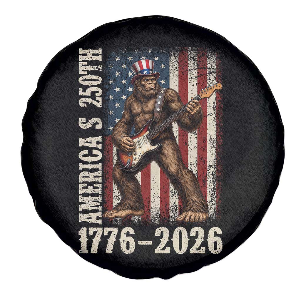 250 Years America Anniversary Spare Tire Cover Patriotic Bigfoot Playing Guitar 4th Of July