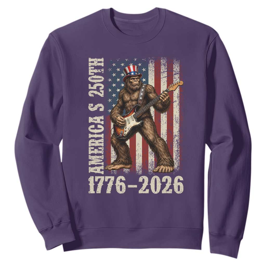 250 Years America Anniversary Sweatshirt Patriotic Bigfoot Playing Guitar 4th Of July