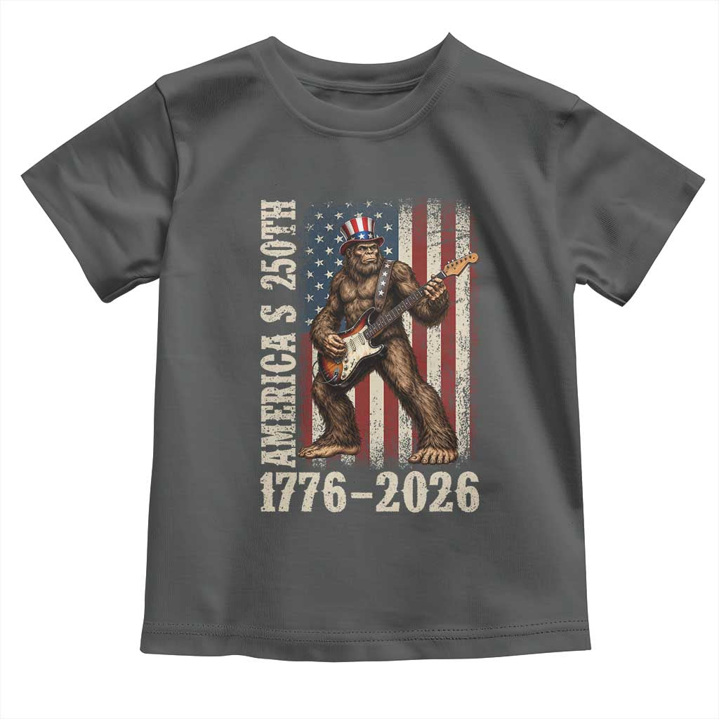 250 Years America Anniversary Toddler T Shirt Patriotic Bigfoot Playing Guitar 4th Of July