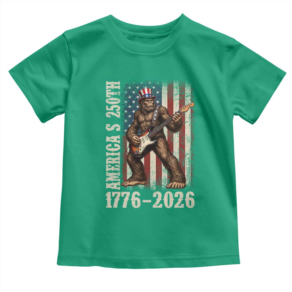 250 Years America Anniversary Toddler T Shirt Patriotic Bigfoot Playing Guitar 4th Of July