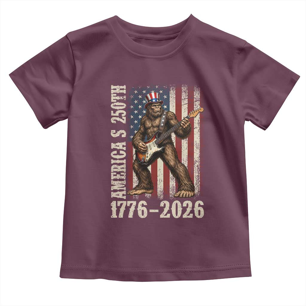 250 Years America Anniversary Toddler T Shirt Patriotic Bigfoot Playing Guitar 4th Of July