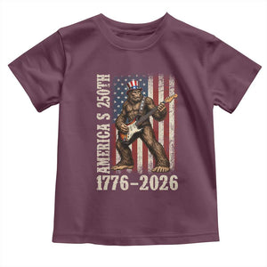 250 Years America Anniversary Toddler T Shirt Patriotic Bigfoot Playing Guitar 4th Of July