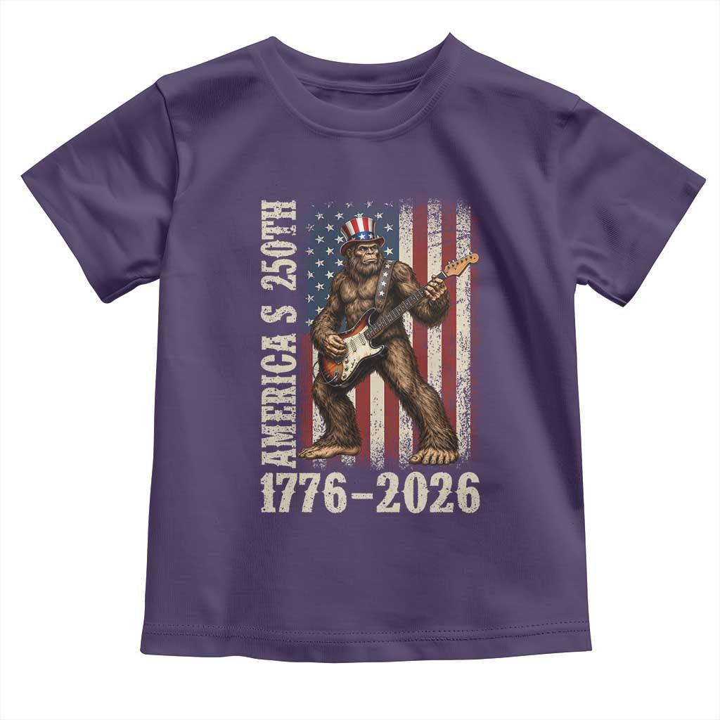 250 Years America Anniversary Toddler T Shirt Patriotic Bigfoot Playing Guitar 4th Of July