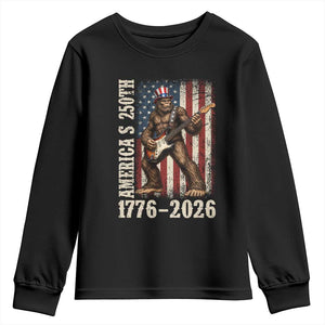 250 Years America Anniversary Youth Sweatshirt Patriotic Bigfoot Playing Guitar 4th Of July
