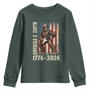 250 Years America Anniversary Youth Sweatshirt Patriotic Bigfoot Playing Guitar 4th Of July
