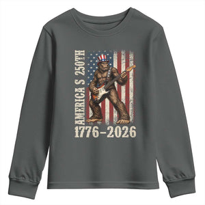 250 Years America Anniversary Youth Sweatshirt Patriotic Bigfoot Playing Guitar 4th Of July