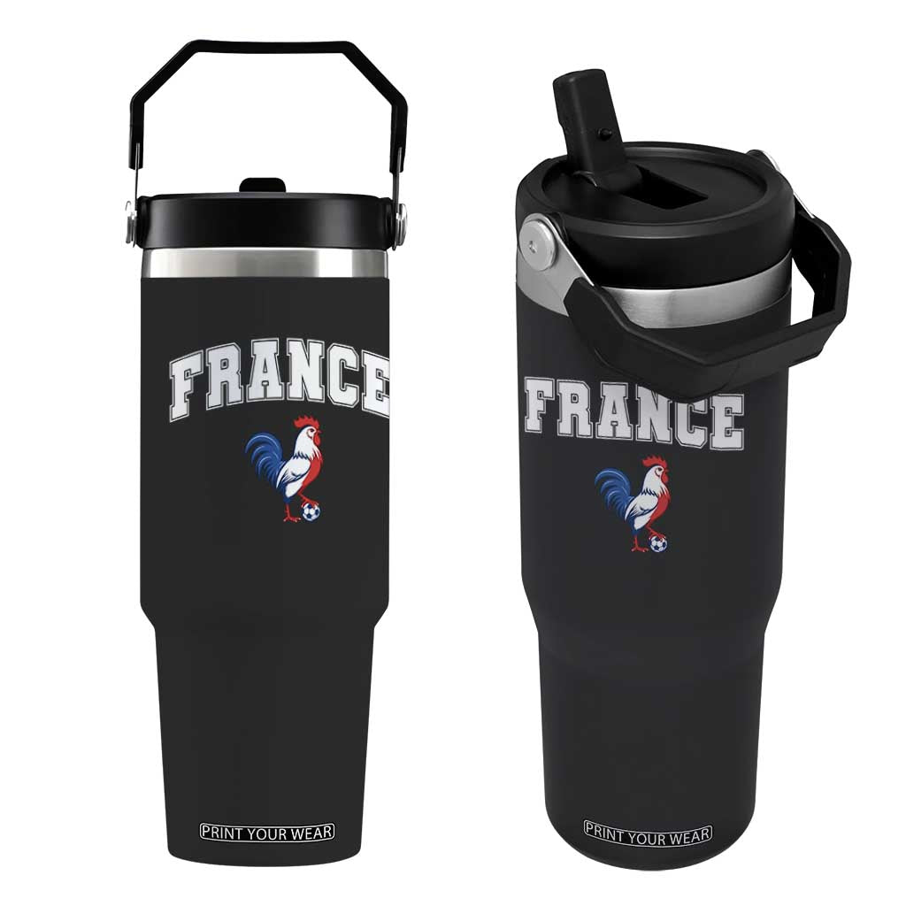 France Flag Gallic Rooster French National Pride Flip Straw Tumbler TS14 One Size: 30 oz Black Print Your Wear
