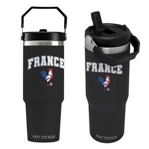 France Flag Gallic Rooster French National Pride Flip Straw Tumbler TS14 One Size: 30 oz Black Print Your Wear