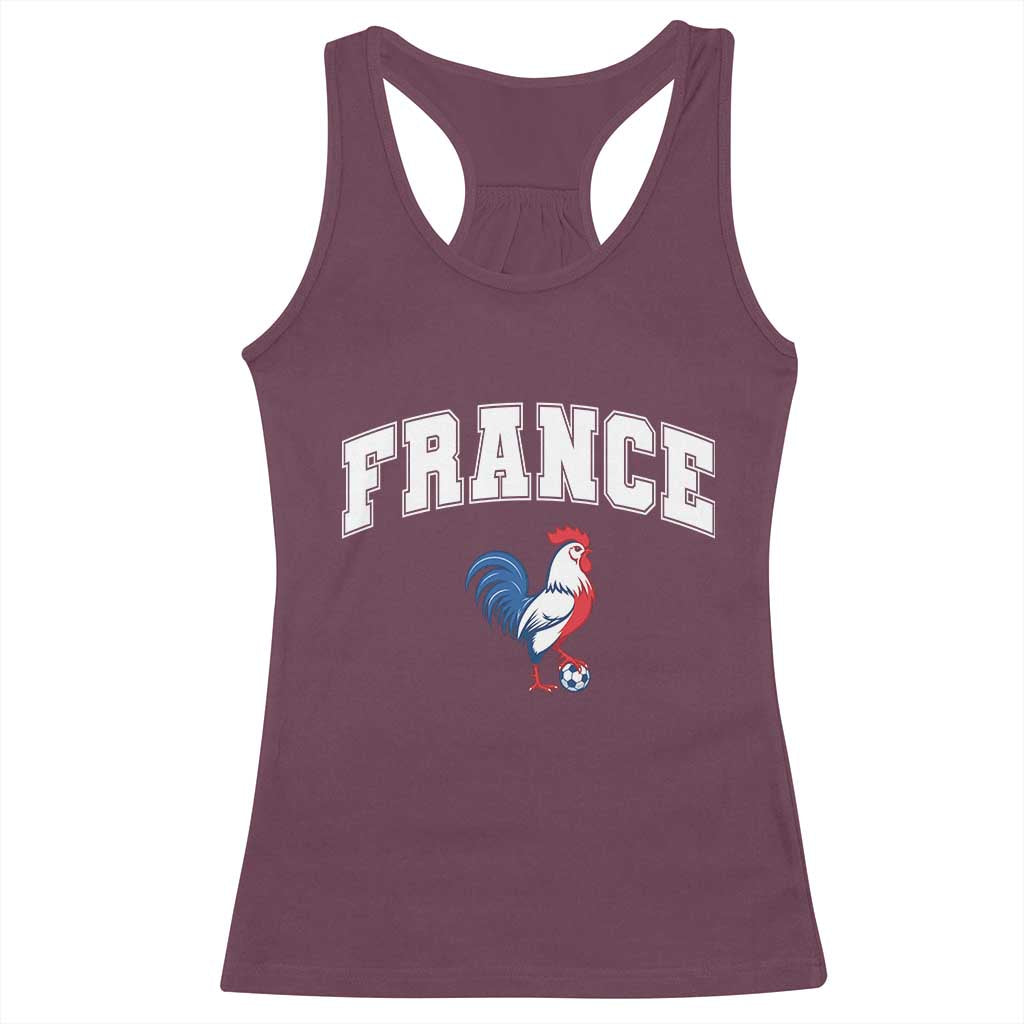 France Flag Gallic Rooster French National Pride Racerback Tank Top