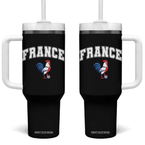 France Flag Gallic Rooster French National Pride Tumbler With Handle TS14 One Size: 40 oz Black Print Your Wear