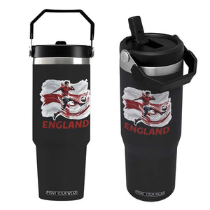 England Soccer Fan English Flag Flip Straw Tumbler TS14 One Size: 30 oz Black Print Your Wear