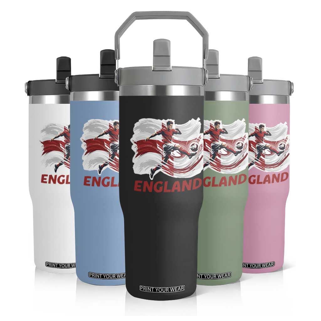 England Soccer Fan English Flag Flip Straw Tumbler TS14 Print Your Wear