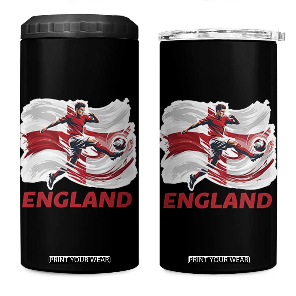 England Soccer Fan English Flag 4 in 1 Can Cooler Tumbler TS14 One Size: 16 oz Black Print Your Wear