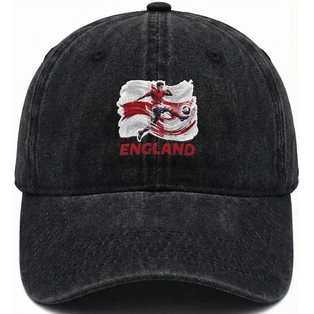England Soccer Fan English Flag Washed Cotton Baseball Cap TS14 Print Your Wear