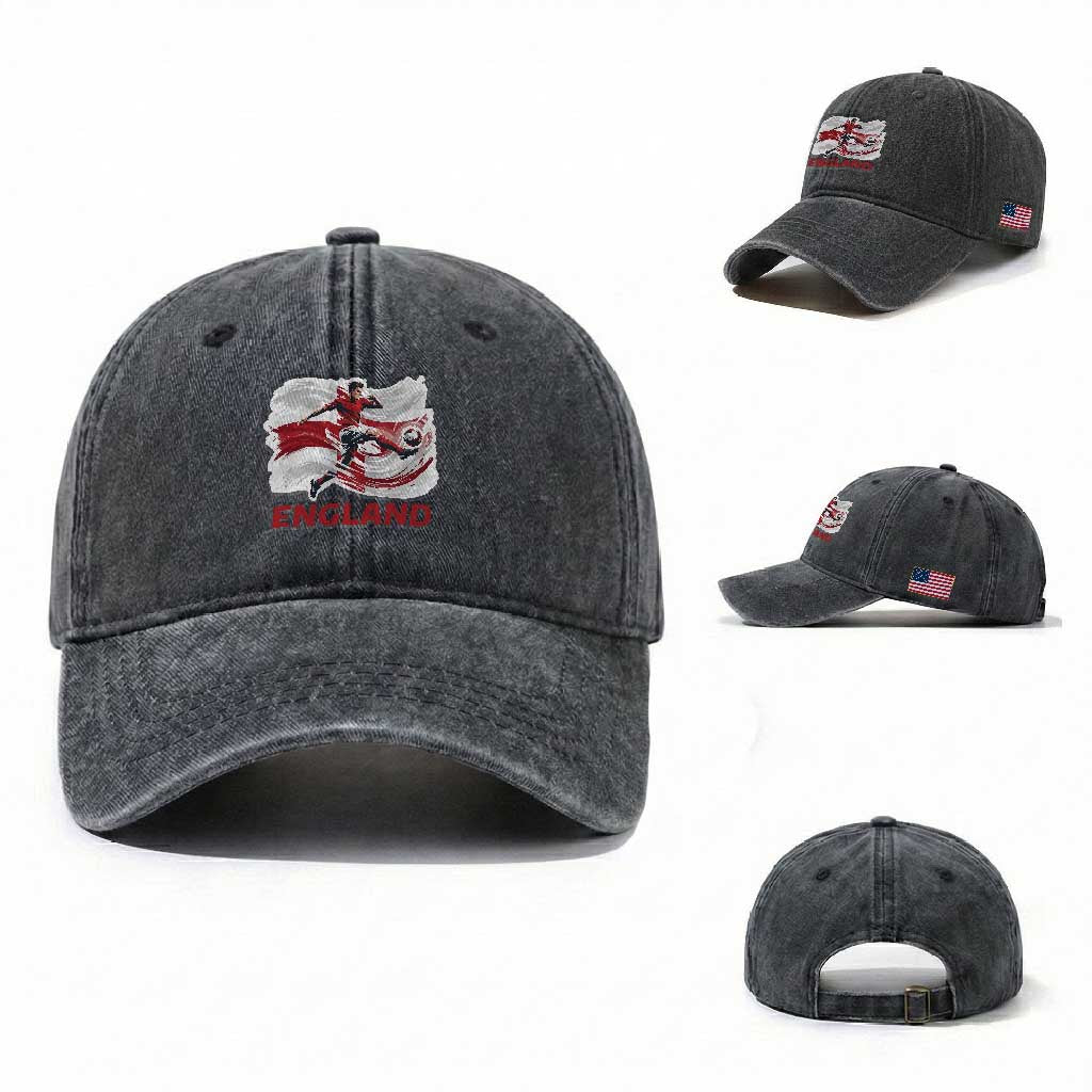 England Soccer Fan English Flag Washed Cotton Baseball Cap