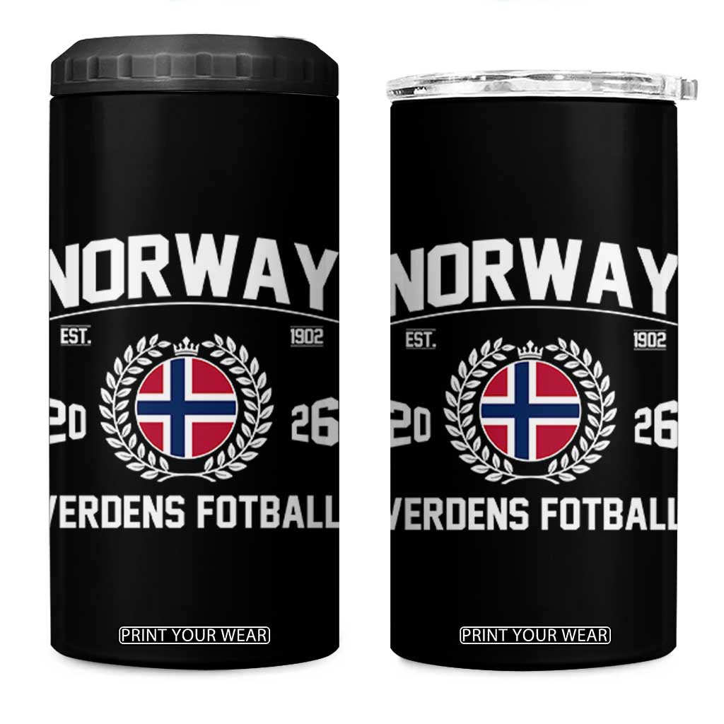 Norway Soccer Football Fan 2026 Norwegian Flag 4 in 1 Can Cooler Tumbler TS14 One Size: 16 oz Black Print Your Wear