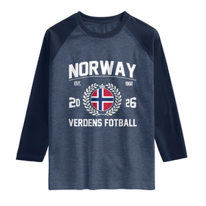 Norway Soccer Football Fan 2026 Norwegian Flag Raglan Shirt