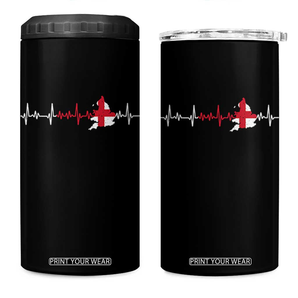England Heartbeat EKG English Flag Map 4 in 1 Can Cooler Tumbler TS14 One Size: 16 oz Black Print Your Wear