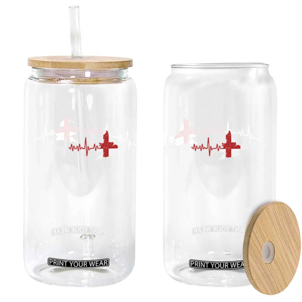 England Heartbeat EKG English Flag Map Glass Can TS14 Print Your Wear