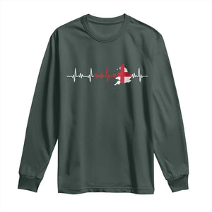 England Heartbeat EKG English Flag Map Long Sleeve Shirt