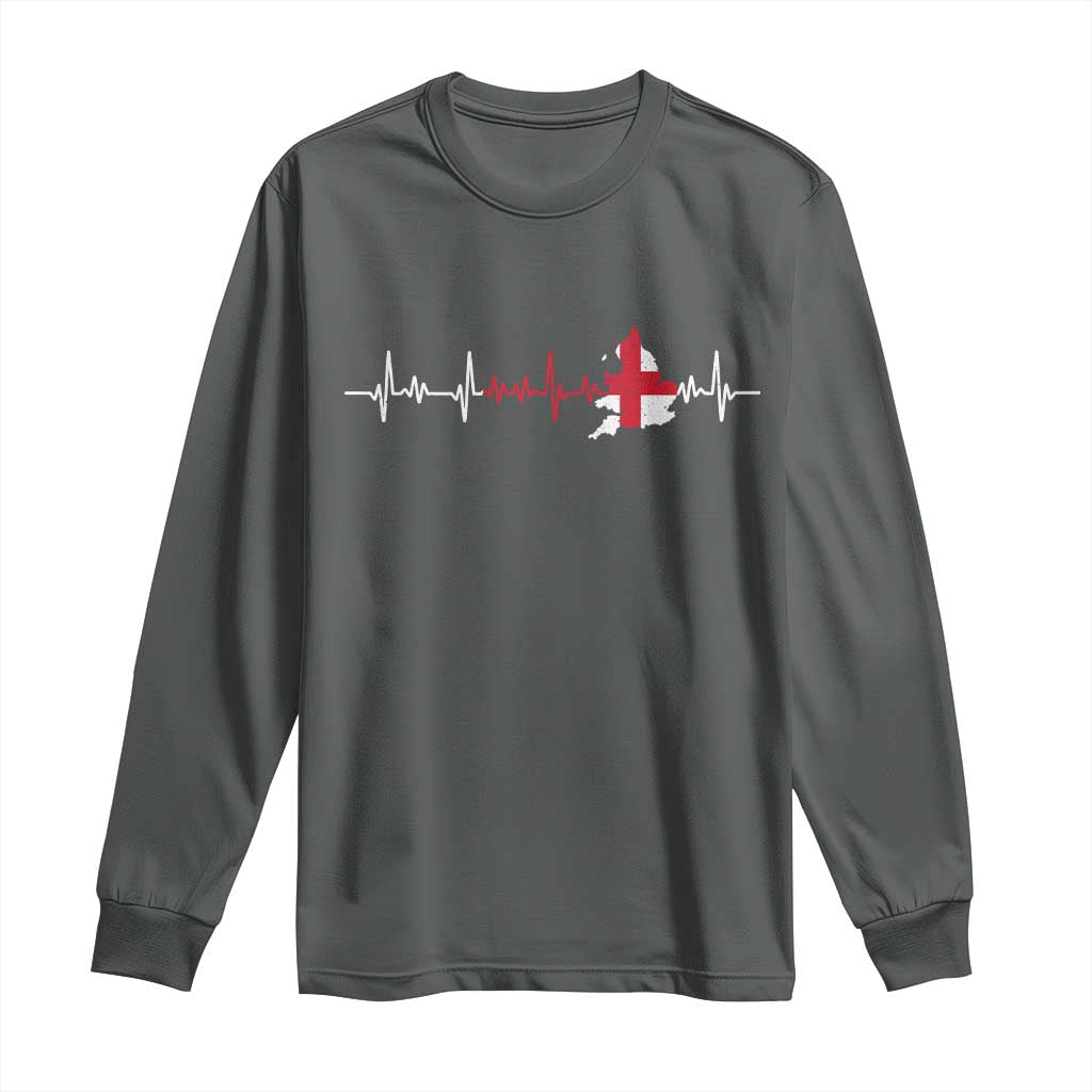 England Heartbeat EKG English Flag Map Long Sleeve Shirt
