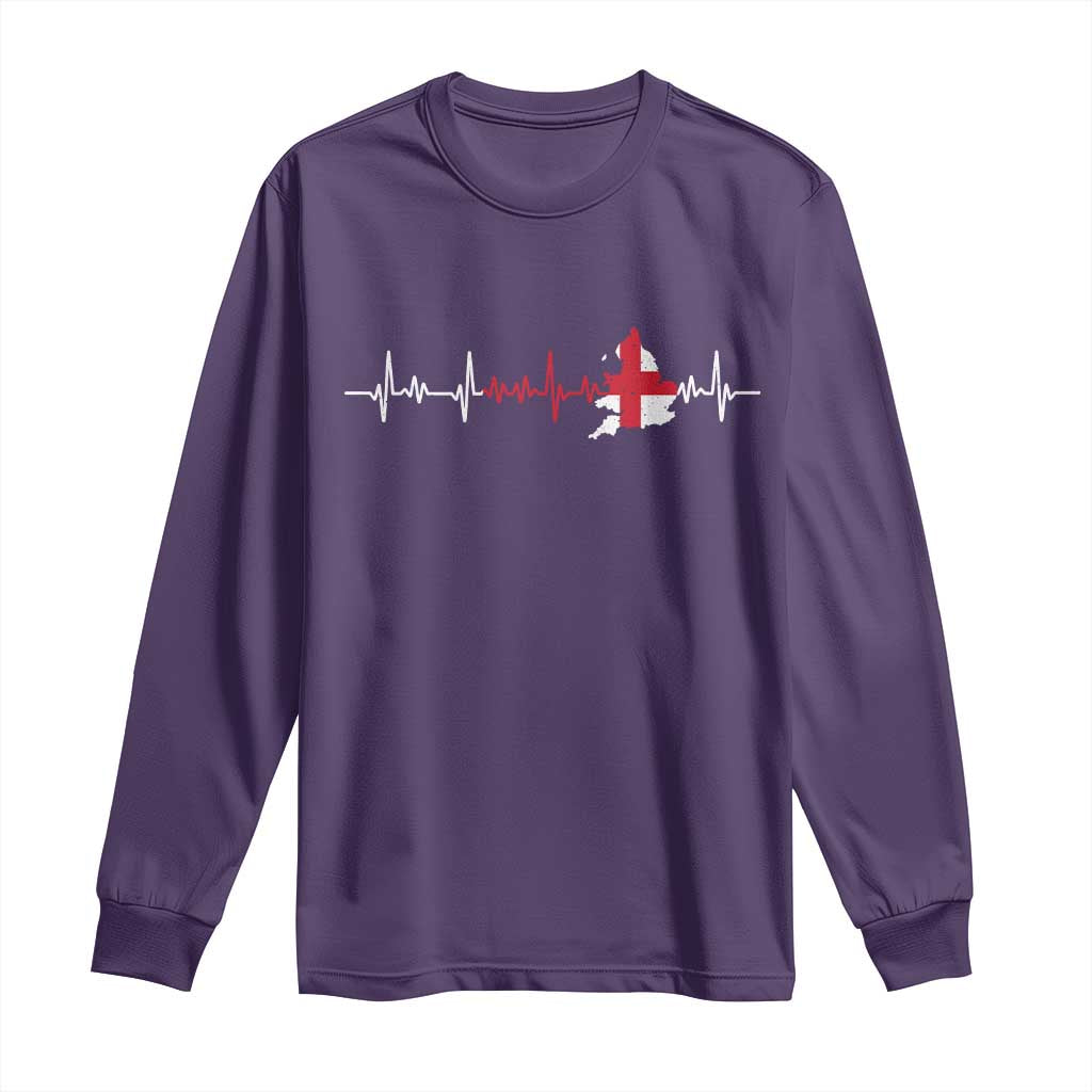 England Heartbeat EKG English Flag Map Long Sleeve Shirt