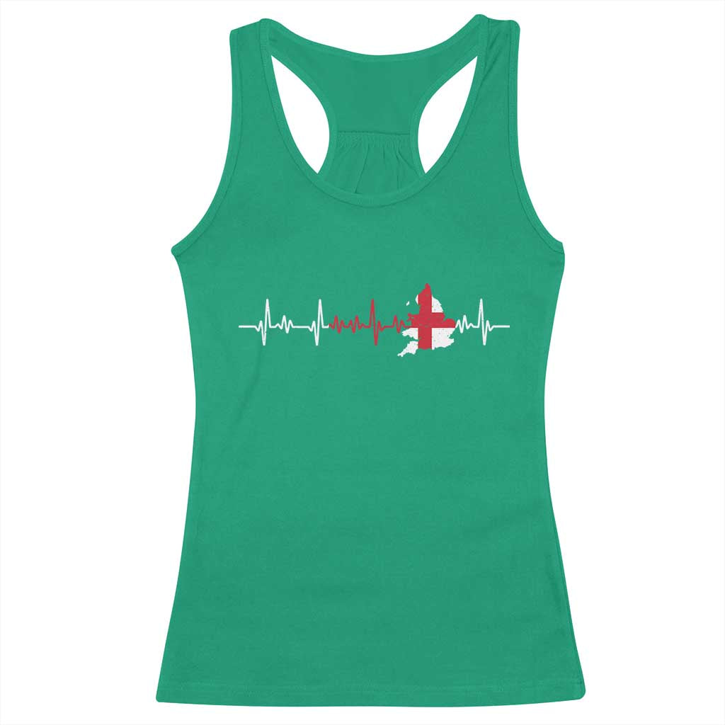 England Heartbeat EKG English Flag Map Racerback Tank Top