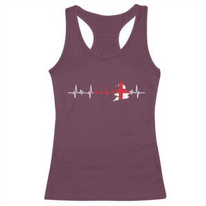 England Heartbeat EKG English Flag Map Racerback Tank Top
