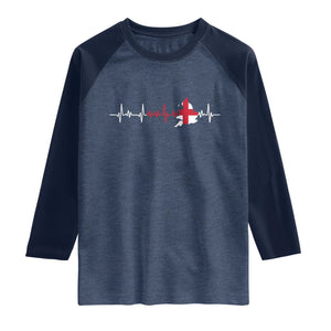 England Heartbeat EKG English Flag Map Raglan Shirt
