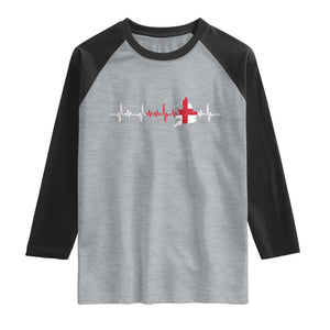 England Heartbeat EKG English Flag Map Raglan Shirt