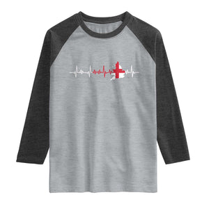 England Heartbeat EKG English Flag Map Raglan Shirt
