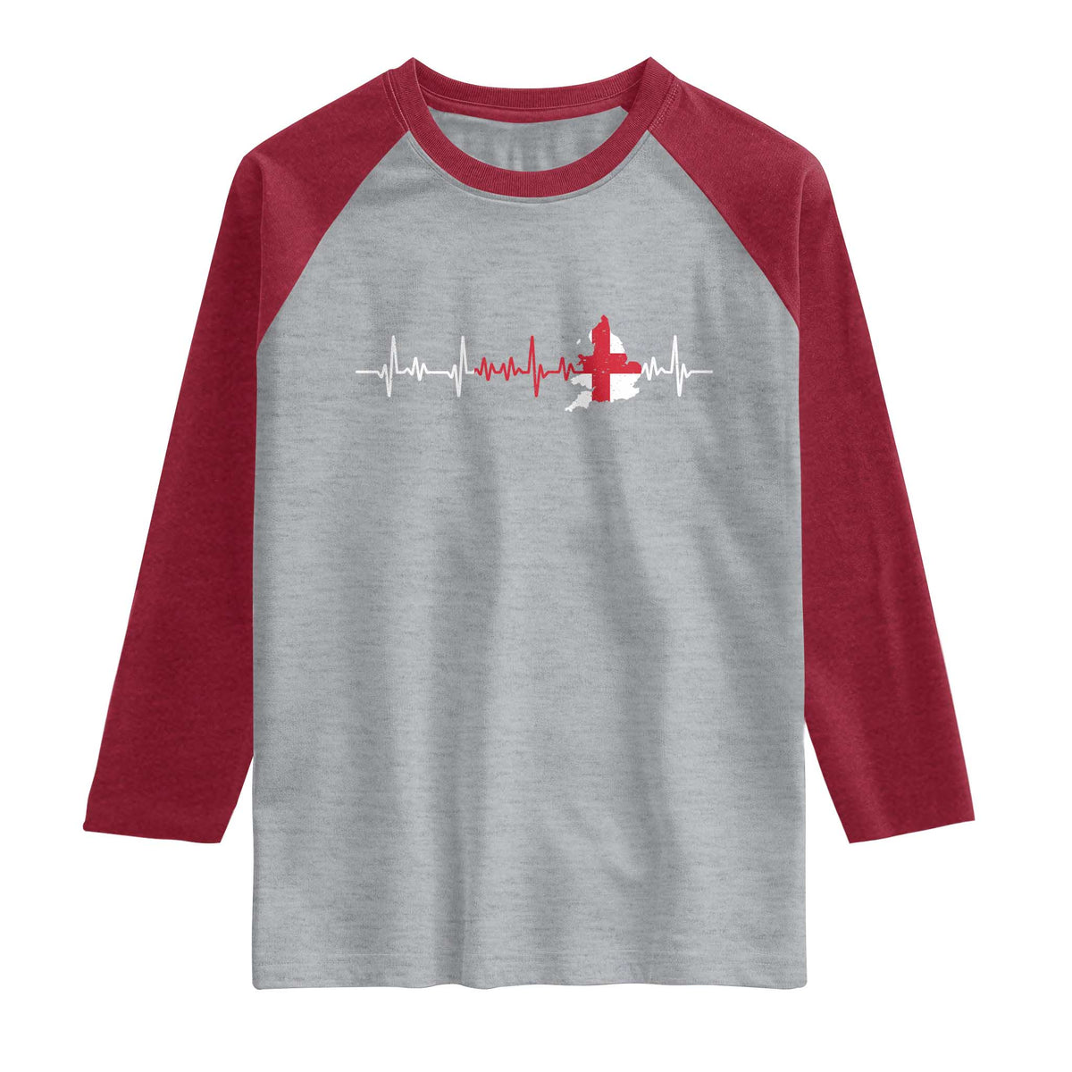 England Heartbeat EKG English Flag Map Raglan Shirt