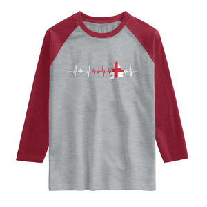 England Heartbeat EKG English Flag Map Raglan Shirt