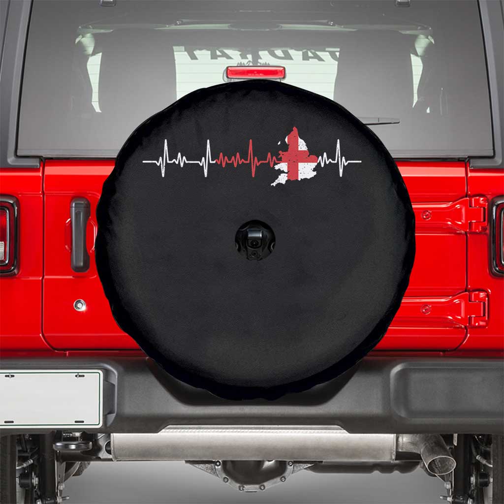 England Heartbeat EKG English Flag Map Spare Tire Cover TS14 Black Print Your Wear