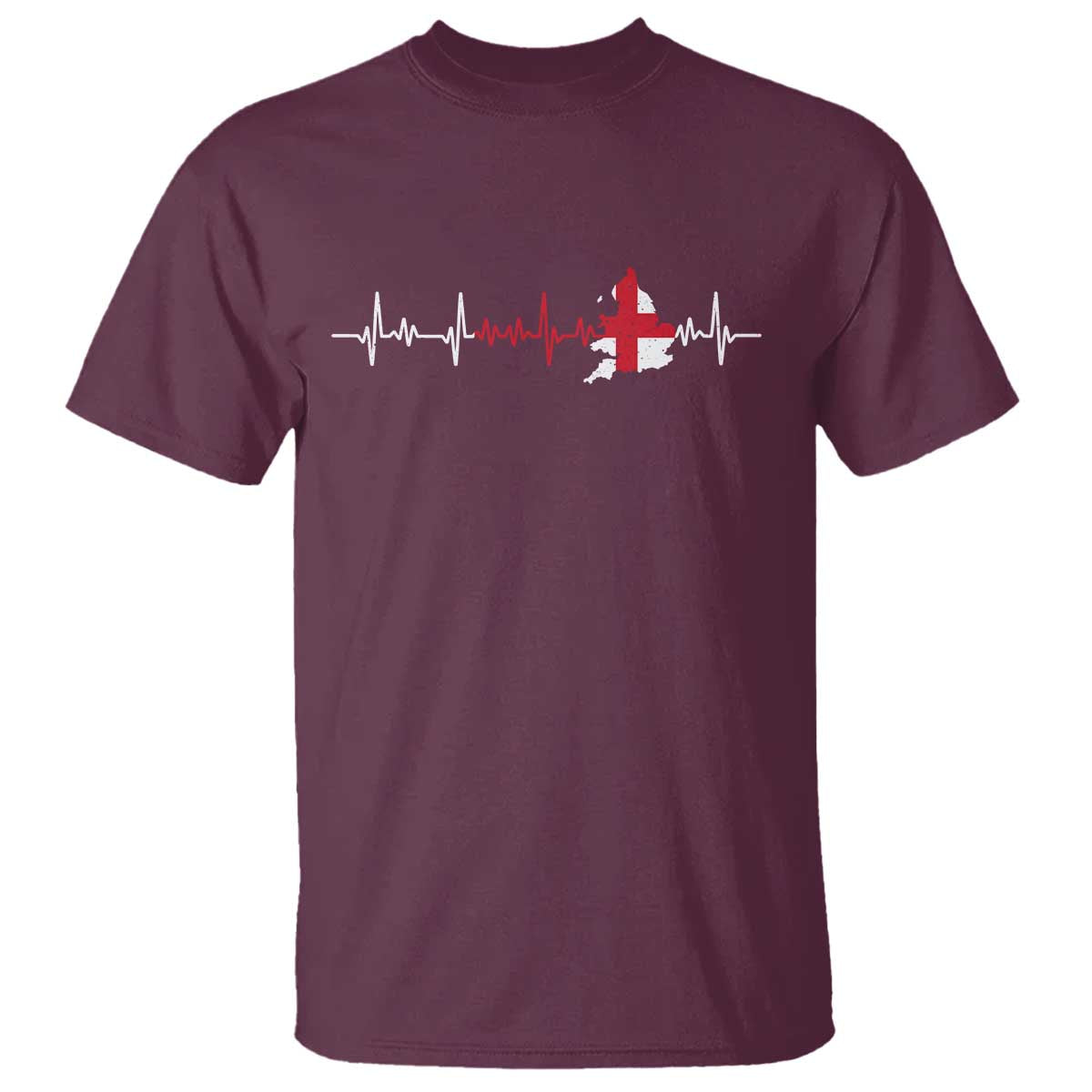 England Heartbeat EKG English Flag Map T Shirt