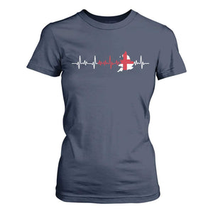 England Heartbeat EKG English Flag Map T Shirt For Women