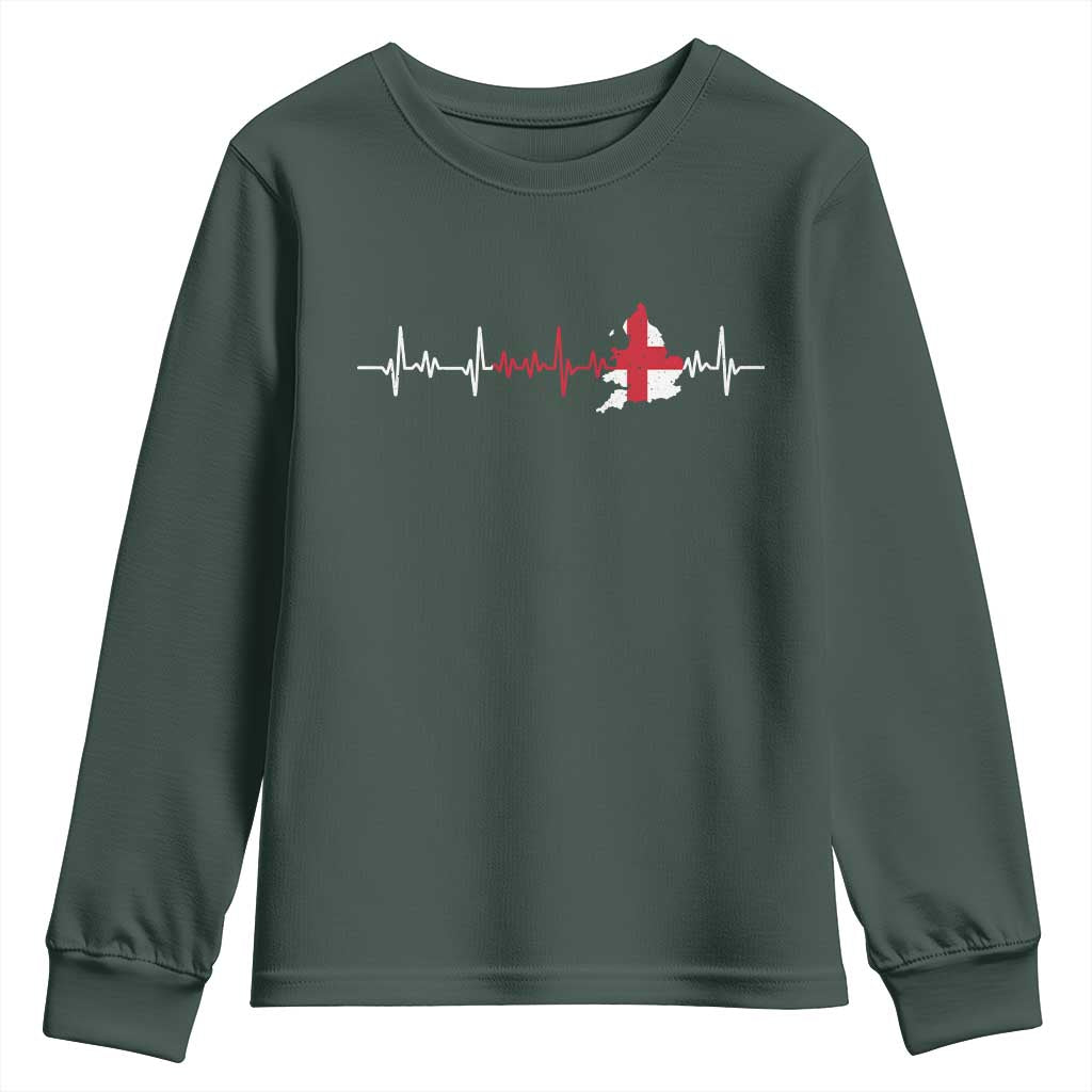 England Heartbeat EKG English Flag Map Youth Sweatshirt