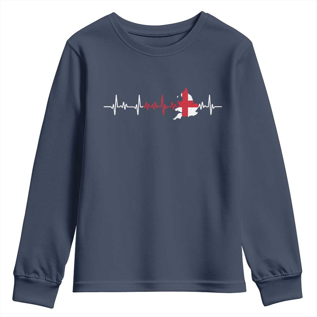 England Heartbeat EKG English Flag Map Youth Sweatshirt