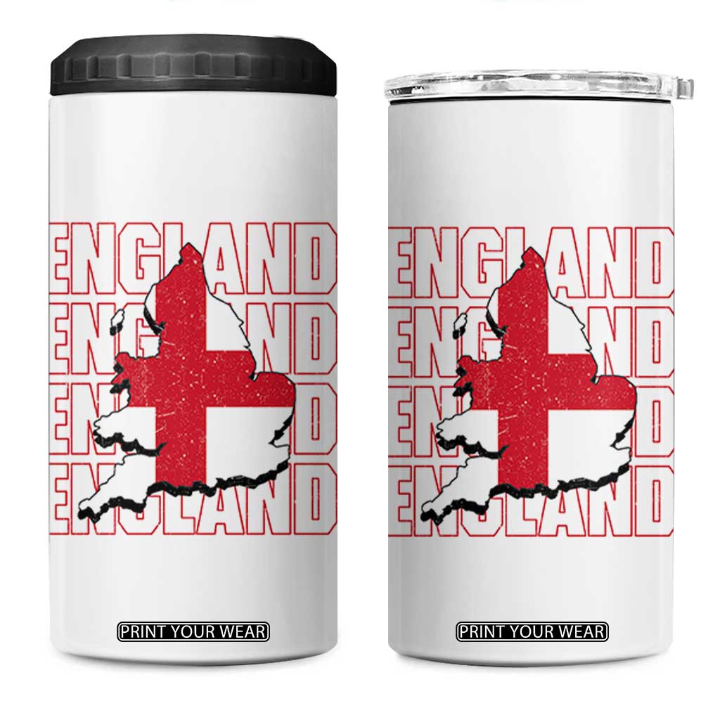 England Map St George's Cross English Roots 4 in 1 Can Cooler Tumbler TS14 One Size: 16 oz White Print Your Wear