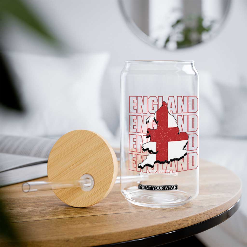 England Map St George's Cross English Roots Glass Can TS14 Print Your Wear
