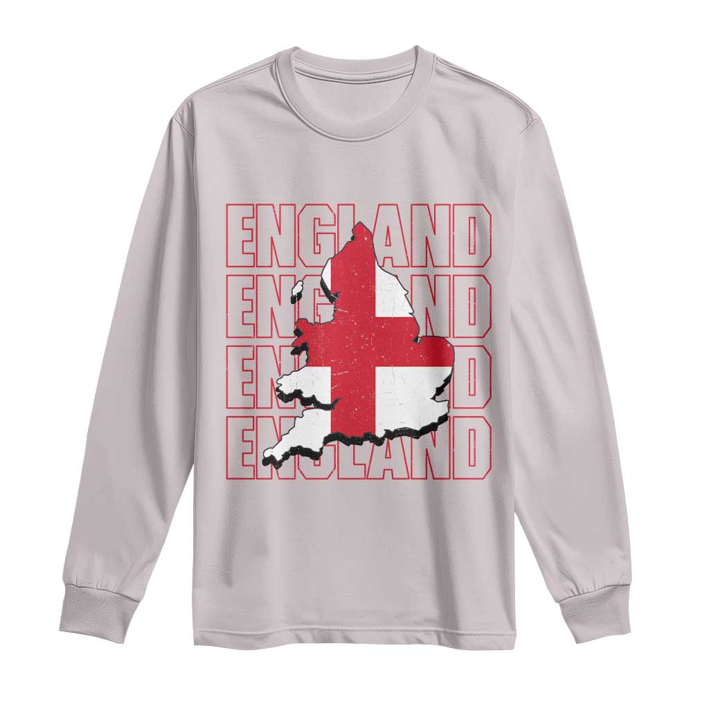 England Map St George's Cross English Roots Long Sleeve Shirt
