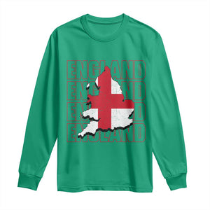 England Map St George's Cross English Roots Long Sleeve Shirt
