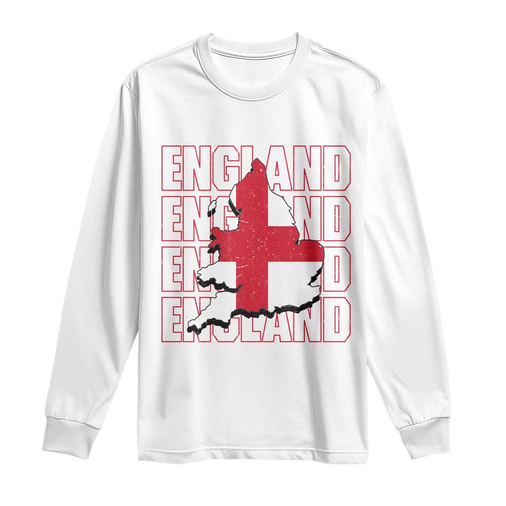 England Map St George's Cross English Roots Long Sleeve Shirt