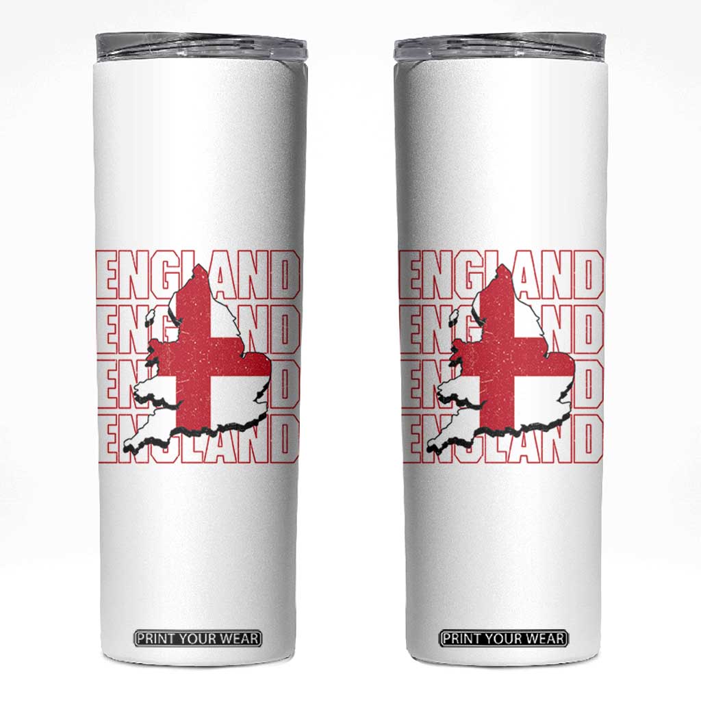 England Map St George's Cross English Roots Skinny Tumbler TS14 White Print Your Wear