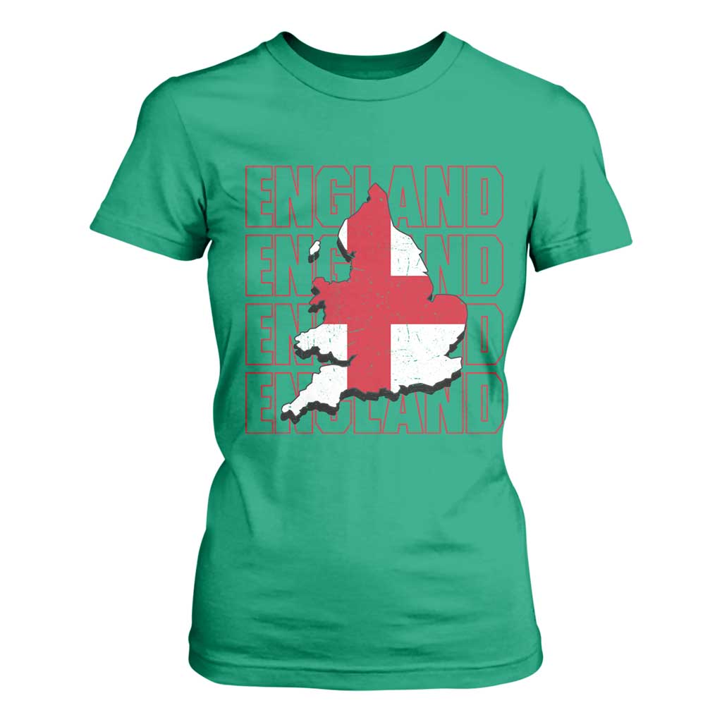England Map St George's Cross English Roots T Shirt For Women
