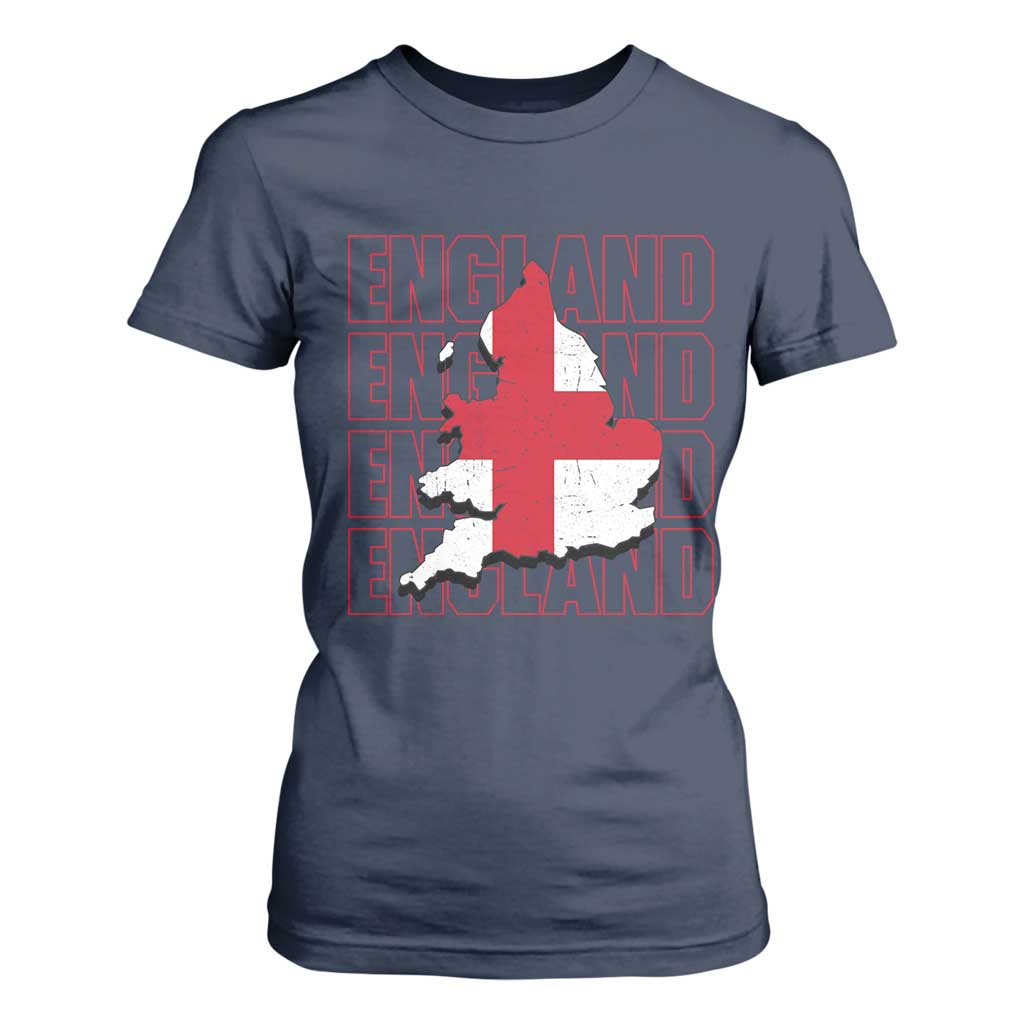 England Map St George's Cross English Roots T Shirt For Women